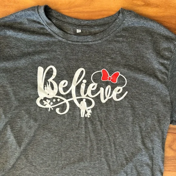 Minnie Mouse Disney Believe Charcoal Grey Graphic Tee size 2XL - Picture 2 of 4